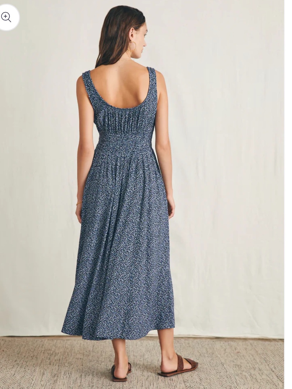 Faherty Sunseeker Midi Dress in Navy Riverton Ditsy Floral Small Beachy Boho EUC - Picture 3 of 7